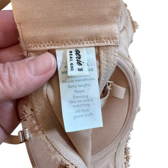 Aerie Show Off Rosey Lace Strapless Push Up Bra 38 B NWOT Removable Straps Nude - Picture 7 of 11